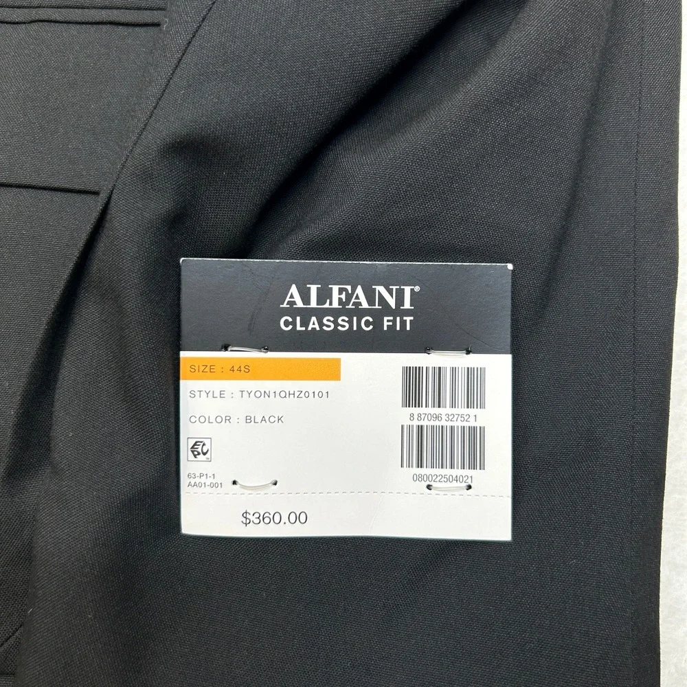 Alfani‎ Suit Jacket Mens 44S 44 Black Blazer Classic Fit Eco-Friendly $360